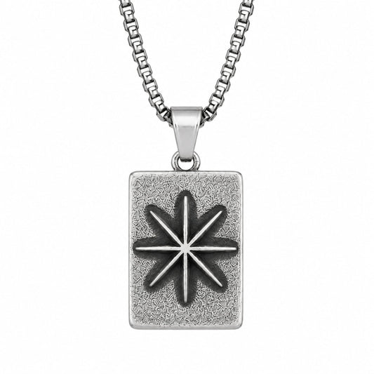 THE MEN THING SS Pendant/ Necklace ASHTATEJ - Pure Vintage Pure Steel Pendant with 24inch Round Box 5mm Chain for Men & Boys