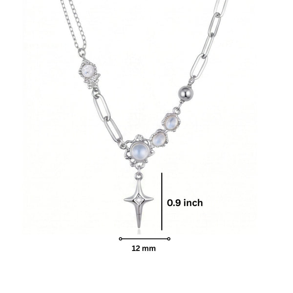 ASTRAL STAR - 12mm Titanium Steel Pendant with 19inch to 21inch Adjustable Cable 7mm Chain for Men & Boys
