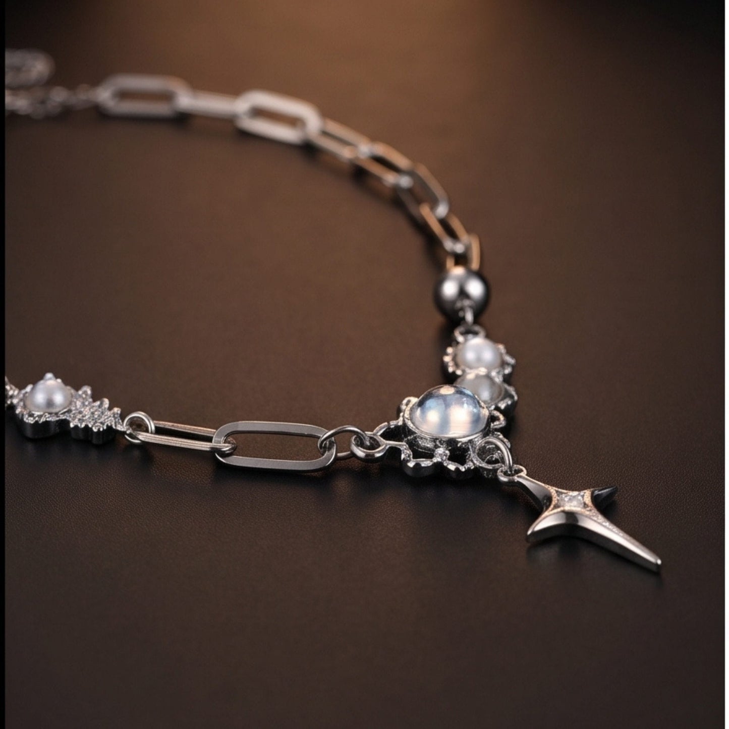 THE MEN THING SS Pendant/ Necklace ASTRAL STAR - 12mm Titanium Steel Pendant with 19inch to 21inch Adjustable Cable 7mm Chain for Men & Boys