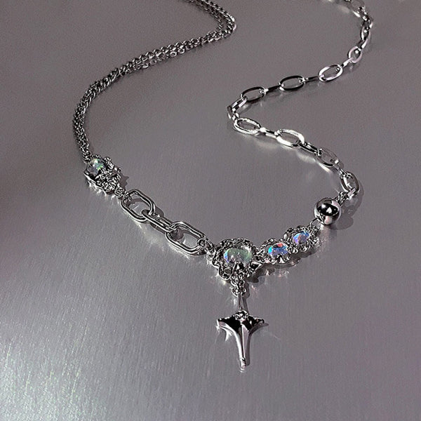 ASTRAL STAR - 12mm Titanium Steel Pendant with 19inch to 21inch Adjustable Cable 7mm Chain for Men & Boys