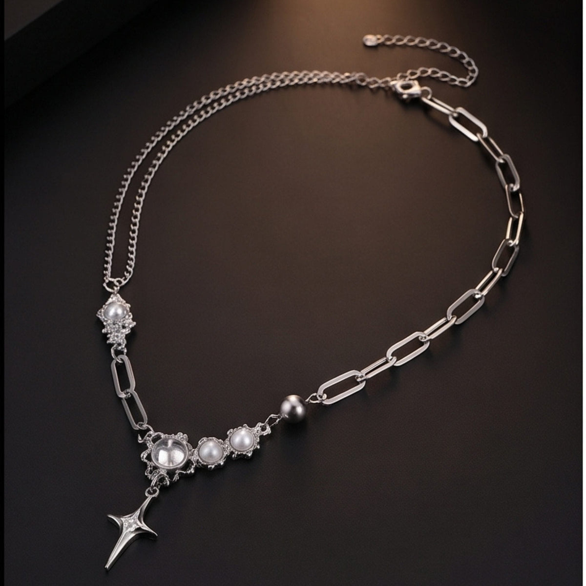 THE MEN THING SS Pendant/ Necklace ASTRAL STAR - 12mm Titanium Steel Pendant with 19inch to 21inch Adjustable Cable 7mm Chain for Men & Boys