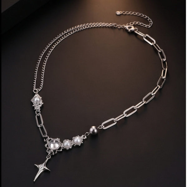ASTRAL STAR - 12mm Titanium Steel Pendant with 19inch to 21inch Adjustable Cable 7mm Chain for Men & Boys