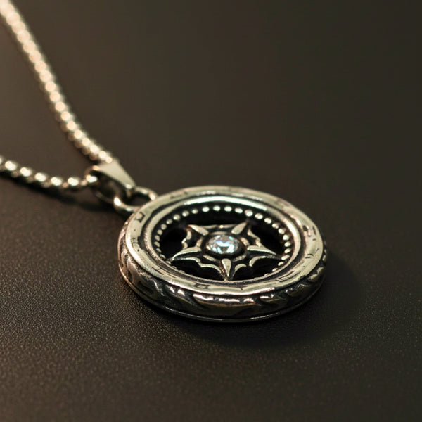 ASTRAL WHEEL - 31mm Titanium Steel Pendant with 24inch Round Box 4mm Chain for Men & Boys