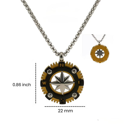 THE MEN THING SS Pendant/ Necklace ASTRANORTH - 22mm Titanium Steel Pendant with 22inch Round Box 4 mm Chain for Men & Boys