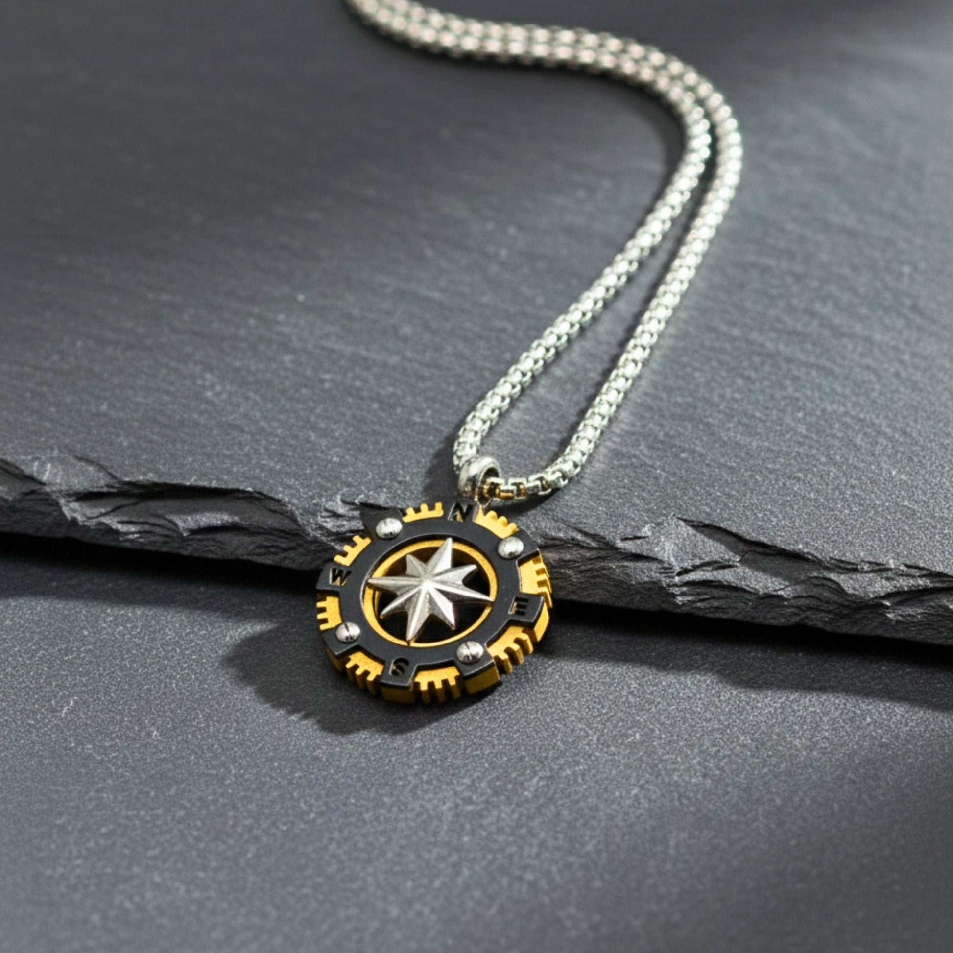 THE MEN THING SS Pendant/ Necklace ASTRANORTH - 22mm Titanium Steel Pendant with 22inch Round Box 4 mm Chain for Men & Boys