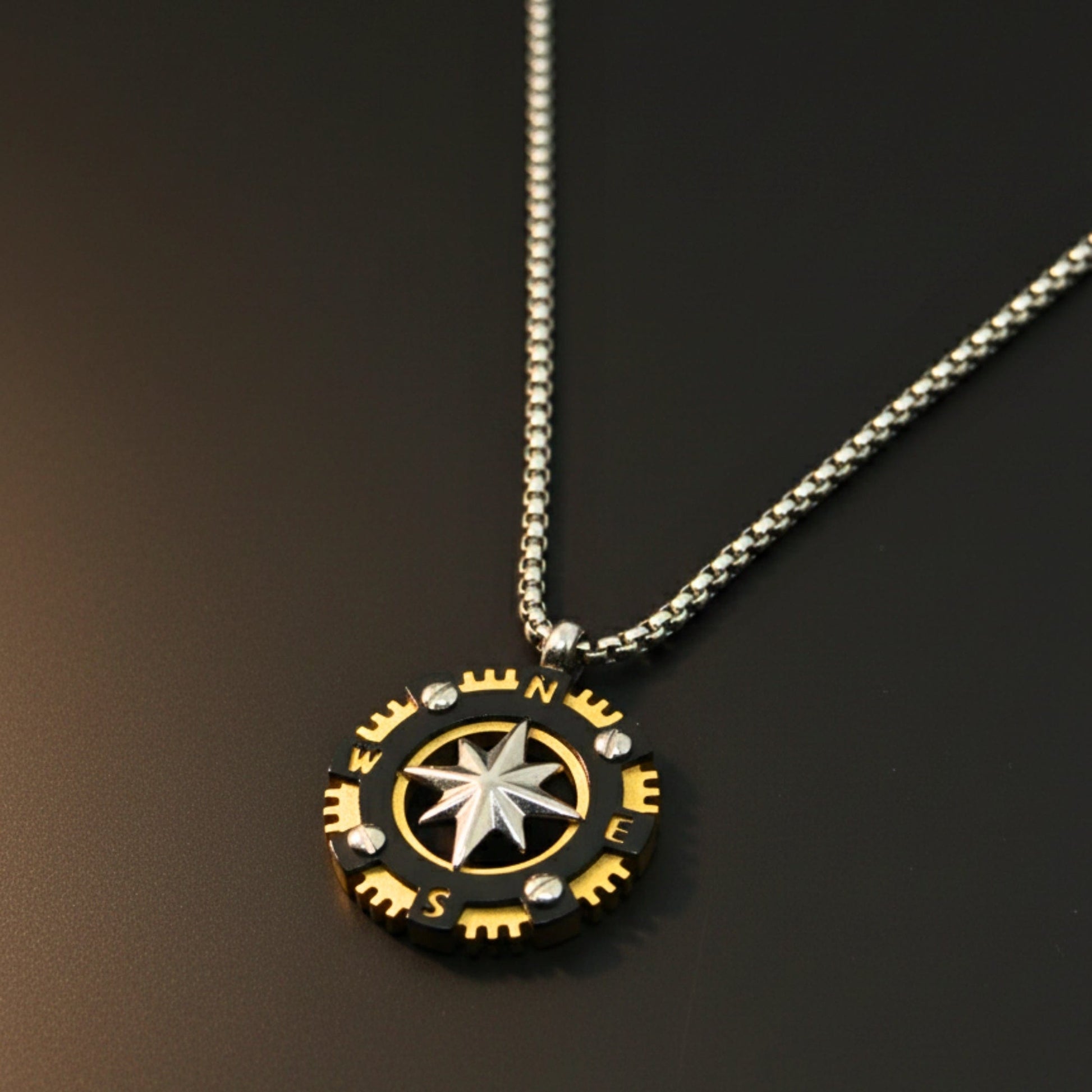 THE MEN THING SS Pendant/ Necklace ASTRANORTH - 22mm Titanium Steel Pendant with 22inch Round Box 4 mm Chain for Men & Boys