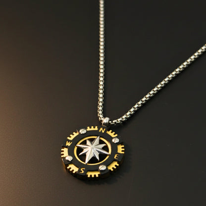 THE MEN THING SS Pendant/ Necklace ASTRANORTH - 22mm Titanium Steel Pendant with 22inch Round Box 4 mm Chain for Men & Boys