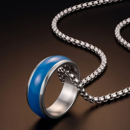 THE MEN THING SS Pendant/ Necklace AURORA CORE - Azure Blue 7mm Titanium Steel Pendant with 24inch Round Box 4mm Chain for Men & Boys