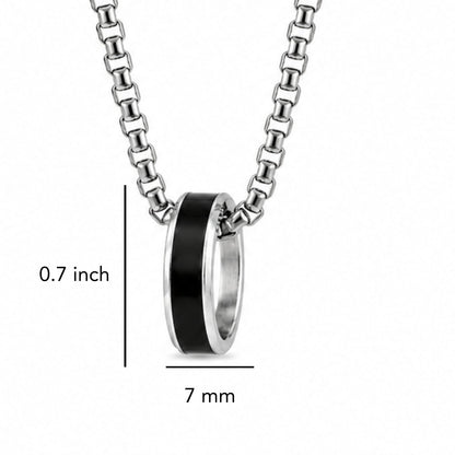 THE MEN THING SS Pendant/ Necklace AURORA CORE - Black 21mm Titanium Steel Pendant with 24inch Round Box 4mm Chain for Men & Boys