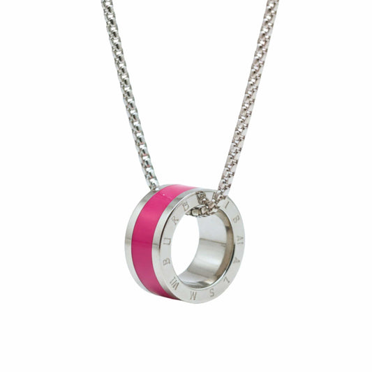 THE MEN THING SS Pendant/ Necklace AURORA CORE - Bright Cherry-Red 21mm Titanium Steel Pendant with 24inch Round Box 4mm Chain for Men & Boys