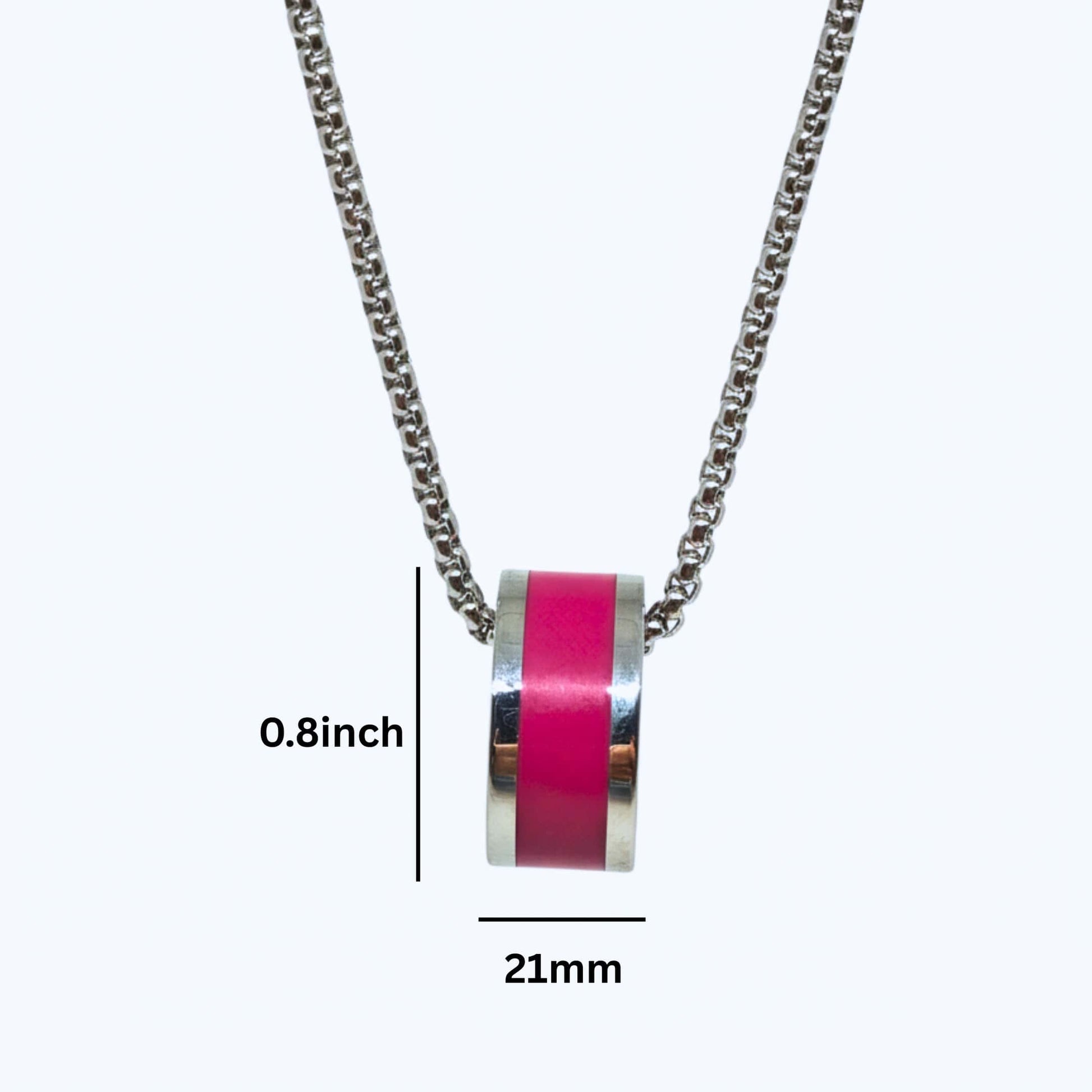 THE MEN THING SS Pendant/ Necklace AURORA CORE - Bright Cherry-Red 21mm Titanium Steel Pendant with 24inch Round Box 4mm Chain for Men & Boys