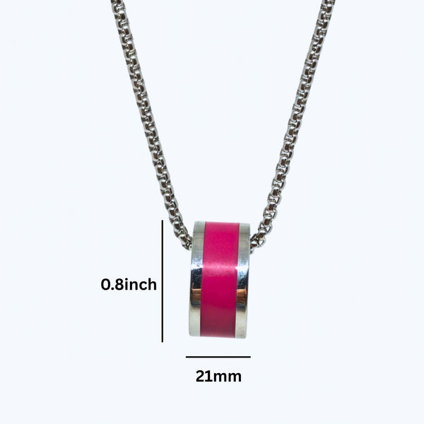 AURORA CORE - Bright Cherry-Red 21mm Titanium Steel Pendant with 24inch Round Box 4mm Chain for Men & Boys