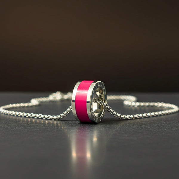 AURORA CORE - Bright Cherry-Red 21mm Titanium Steel Pendant with 24inch Round Box 4mm Chain for Men & Boys