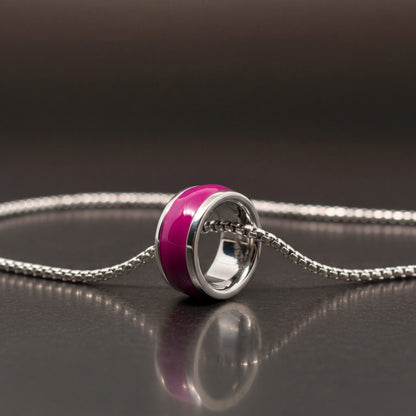 THE MEN THING SS Pendant/ Necklace AURORA CORE - Deep Fuchsia 7mm Titanium Steel Pendant with 24inch Round Box 4mm Chain for Men & Boys