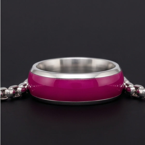 AURORA CORE - Deep Fuchsia 7mm Titanium Steel Pendant with 24inch Round Box 4mm Chain for Men & Boys