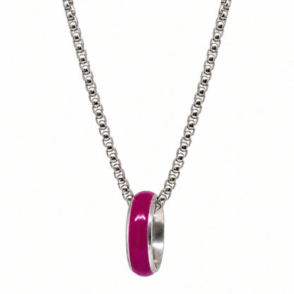 THE MEN THING SS Pendant/ Necklace AURORA CORE - Deep Fuchsia 7mm Titanium Steel Pendant with 24inch Round Box 4mm Chain for Men & Boys