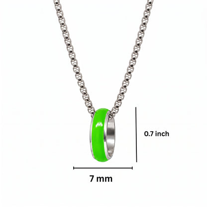 THE MEN THING SS Pendant/ Necklace AURORA CORE - Neon Green 7mm Titanium Steel Pendant with 24inch Round Box 4mm Chain for Men & Boys