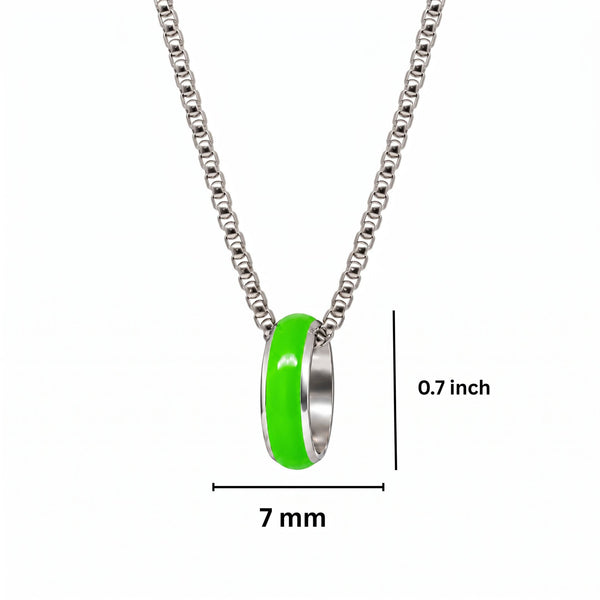 AURORA CORE - Neon Green 7mm Titanium Steel Pendant with 24inch Round Box 4mm Chain for Men & Boys