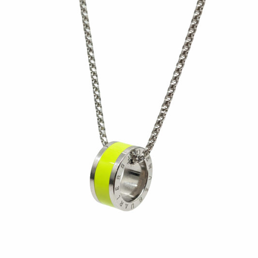 THE MEN THING SS Pendant/ Necklace AURORA CORE - Neon Lime Green 21mm Titanium Steel Pendant with 24inch Round Box 4mm Chain for Men & Boys