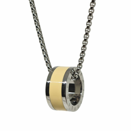 THE MEN THING SS Pendant/ Necklace AURORA CORE - Pastel Yellow 21mm Titanium Steel Pendant with 24inch Round Box 4mm Chain for Men & Boys