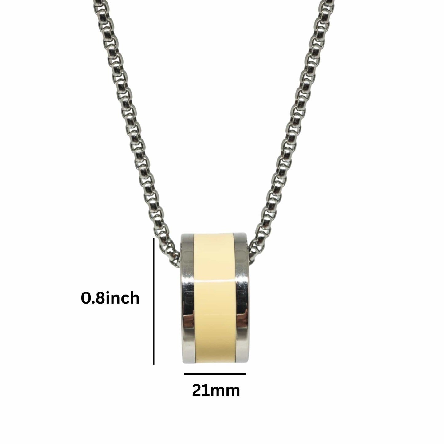THE MEN THING SS Pendant/ Necklace AURORA CORE - Pastel Yellow 21mm Titanium Steel Pendant with 24inch Round Box 4mm Chain for Men & Boys