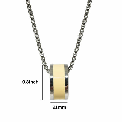 THE MEN THING SS Pendant/ Necklace AURORA CORE - Pastel Yellow 21mm Titanium Steel Pendant with 24inch Round Box 4mm Chain for Men & Boys