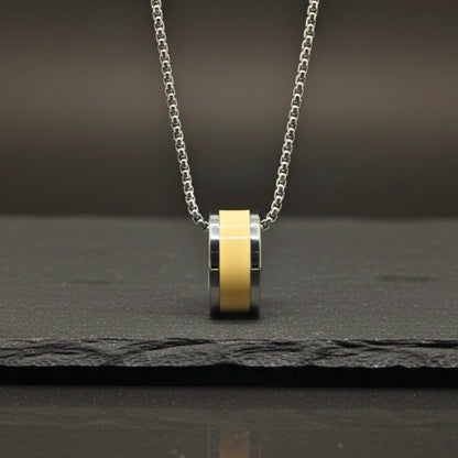 THE MEN THING SS Pendant/ Necklace AURORA CORE - Pastel Yellow 21mm Titanium Steel Pendant with 24inch Round Box 4mm Chain for Men & Boys