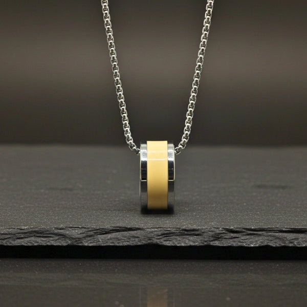 AURORA CORE - Pastel Yellow 21mm Titanium Steel Pendant with 24inch Round Box 4mm Chain for Men & Boys