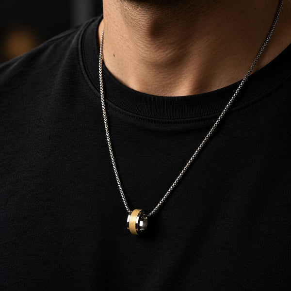AURORA CORE - Pastel Yellow 21mm Titanium Steel Pendant with 24inch Round Box 4mm Chain for Men & Boys
