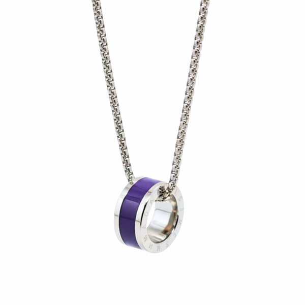 AURORA CORE - Purple 21mm Titanium Steel Pendant with 24inch Round Box 4mm Chain for Men & Boys
