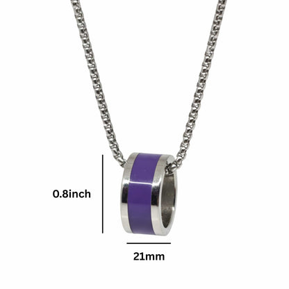 THE MEN THING SS Pendant/ Necklace AURORA CORE - Purple 21mm Titanium Steel Pendant with 24inch Round Box 4mm Chain for Men & Boys