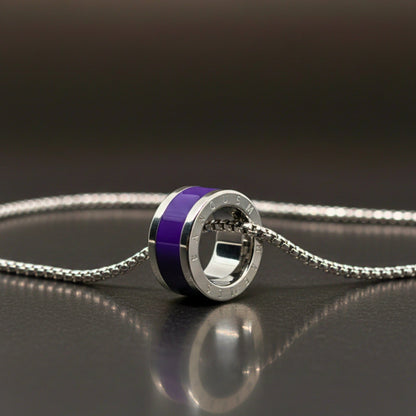 THE MEN THING SS Pendant/ Necklace AURORA CORE - Purple 21mm Titanium Steel Pendant with 24inch Round Box 4mm Chain for Men & Boys