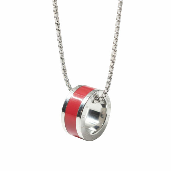 AURORA CORE - Red 21mm Titanium Steel Pendant with 24inch Round Box 4mm Chain for Men & Boys