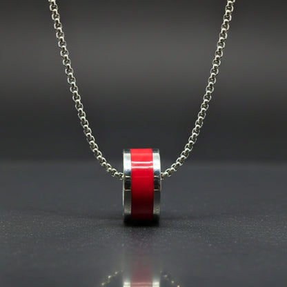 THE MEN THING SS Pendant/ Necklace AURORA CORE - Red 21mm Titanium Steel Pendant with 24inch Round Box 4mm Chain for Men & Boys