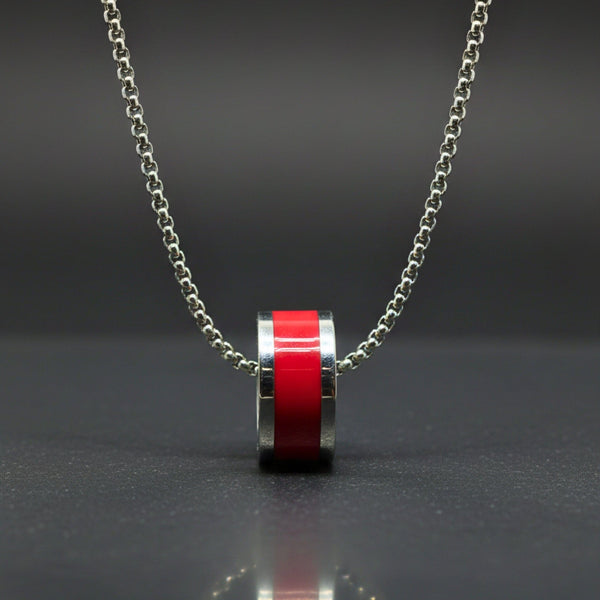 AURORA CORE - Red 21mm Titanium Steel Pendant with 24inch Round Box 4mm Chain for Men & Boys