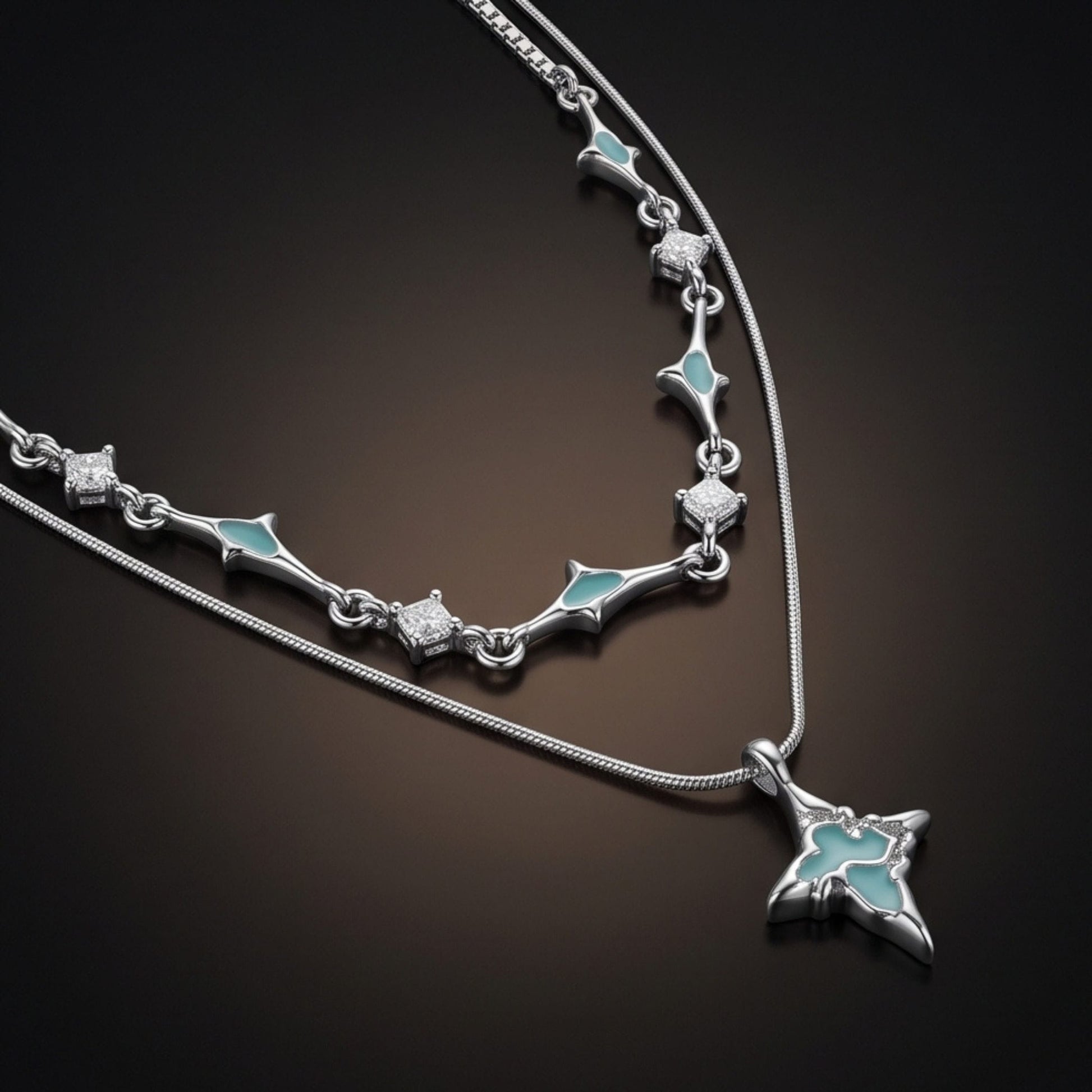 THE MEN THING SS Pendant/ Necklace AZURE STAR - 16mm Titanium Steel Pendant with 22 to 24inch Adjustable Chain for Men & Boys