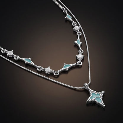 THE MEN THING SS Pendant/ Necklace AZURE STAR - 16mm Titanium Steel Pendant with 22 to 24inch Adjustable Chain for Men & Boys
