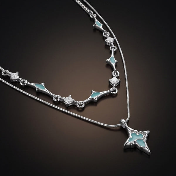 AZURE STAR - 16mm Titanium Steel Pendant with 22 to 24inch Adjustable Chain for Men & Boys