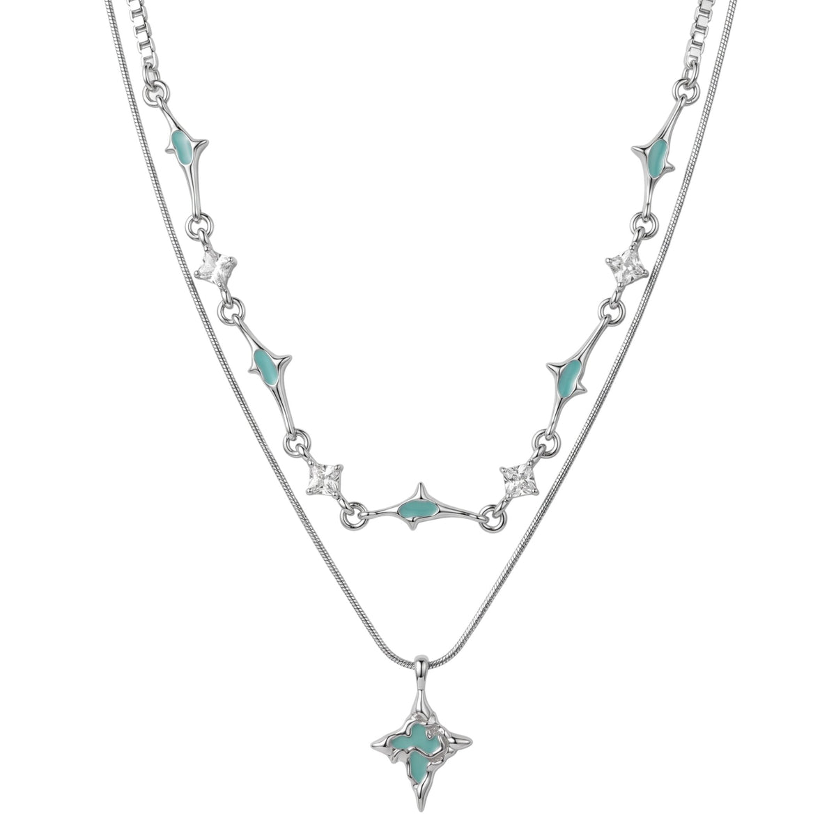 THE MEN THING SS Pendant/ Necklace AZURE STAR - 16mm Titanium Steel Pendant with 22 to 24inch Adjustable Chain for Men & Boys