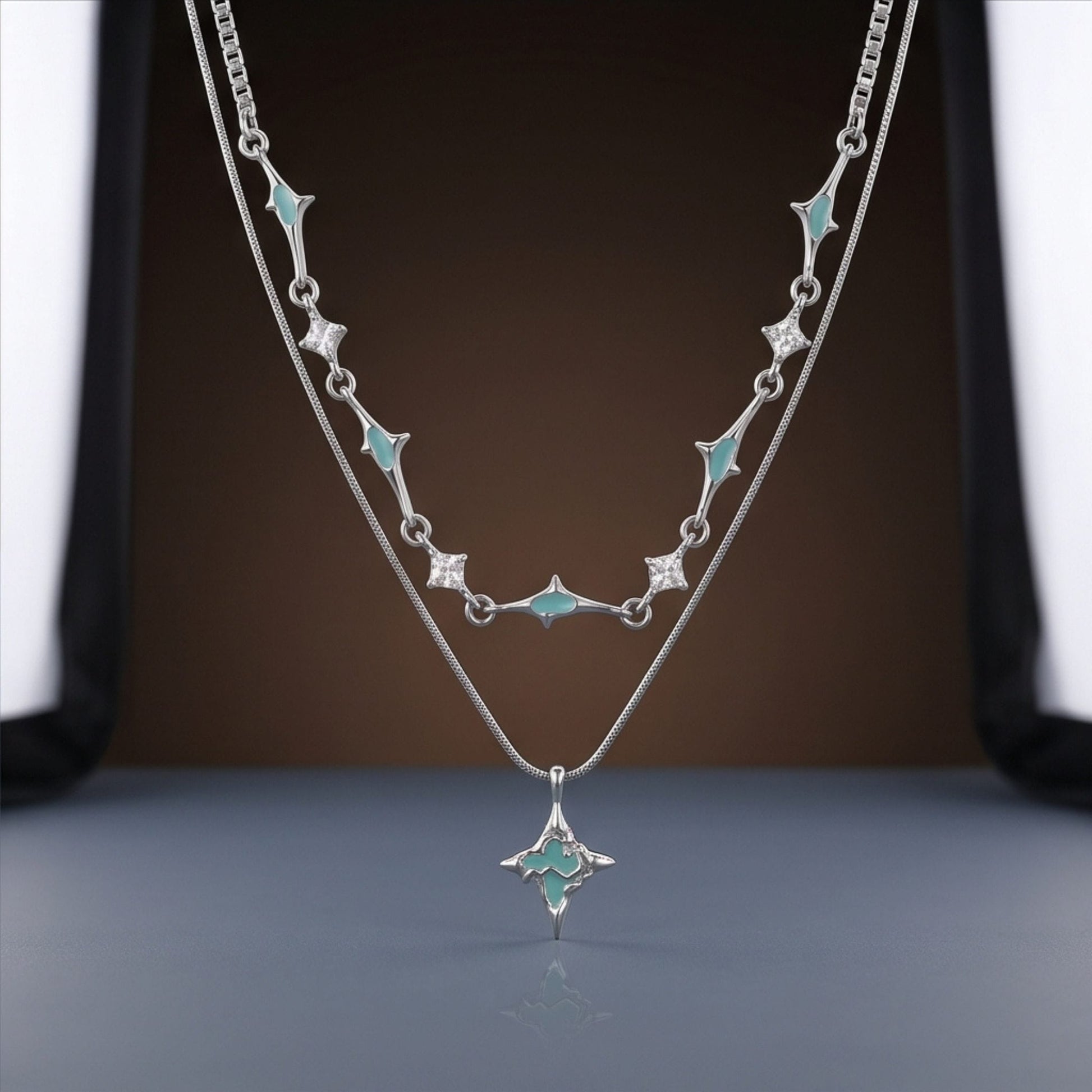 THE MEN THING SS Pendant/ Necklace AZURE STAR - 16mm Titanium Steel Pendant with 22 to 24inch Adjustable Chain for Men & Boys