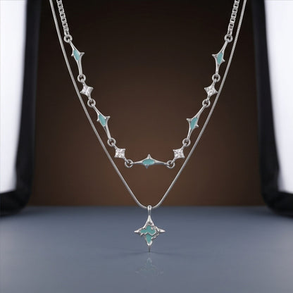 THE MEN THING SS Pendant/ Necklace AZURE STAR - 16mm Titanium Steel Pendant with 22 to 24inch Adjustable Chain for Men & Boys