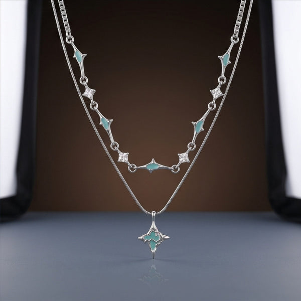 AZURE STAR - 16mm Titanium Steel Pendant with 22 to 24inch Adjustable Chain for Men & Boys