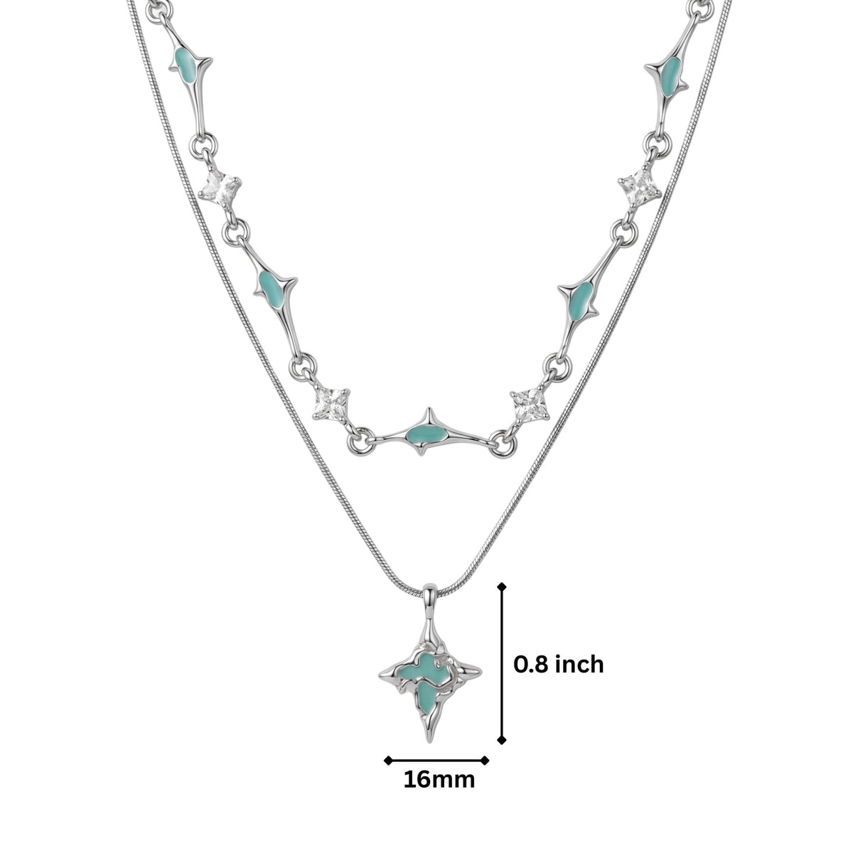 THE MEN THING SS Pendant/ Necklace AZURE STAR - 16mm Titanium Steel Pendant with 22 to 24inch Adjustable Chain for Men & Boys