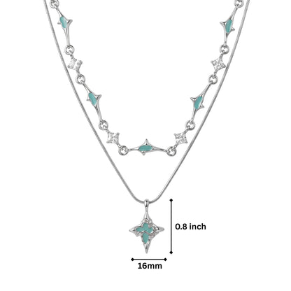 THE MEN THING SS Pendant/ Necklace AZURE STAR - 16mm Titanium Steel Pendant with 22 to 24inch Adjustable Chain for Men & Boys