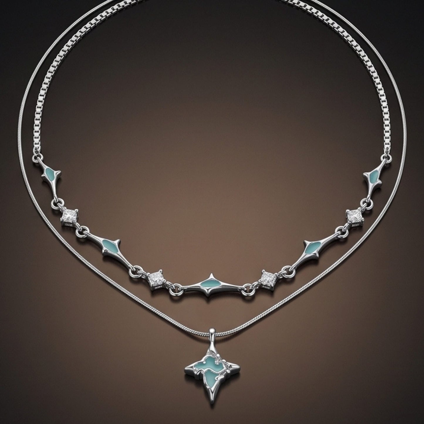 THE MEN THING SS Pendant/ Necklace AZURE STAR - 16mm Titanium Steel Pendant with 22 to 24inch Adjustable Chain for Men & Boys