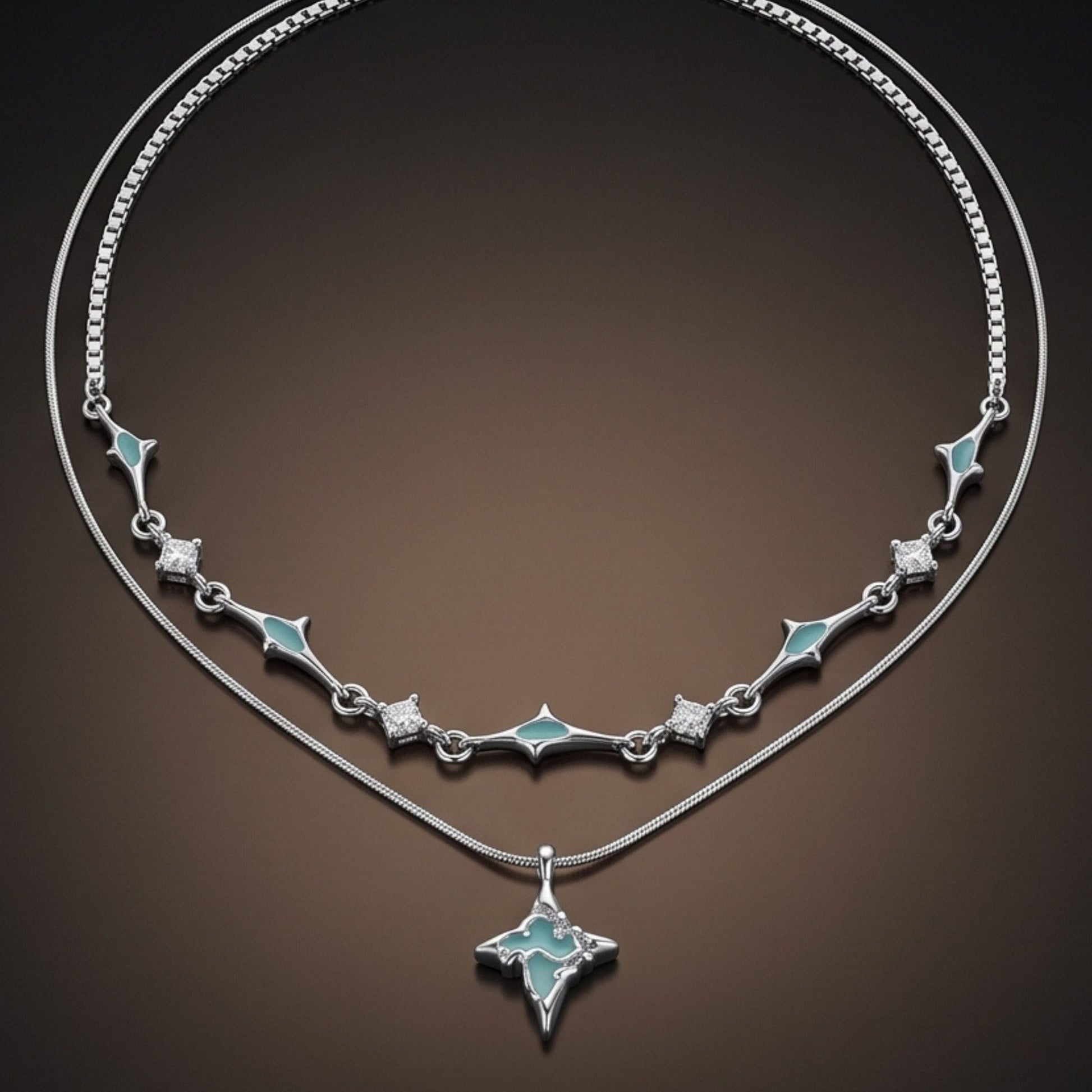 THE MEN THING SS Pendant/ Necklace AZURE STAR - 16mm Titanium Steel Pendant with 22 to 24inch Adjustable Chain for Men & Boys