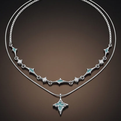 THE MEN THING SS Pendant/ Necklace AZURE STAR - 16mm Titanium Steel Pendant with 22 to 24inch Adjustable Chain for Men & Boys