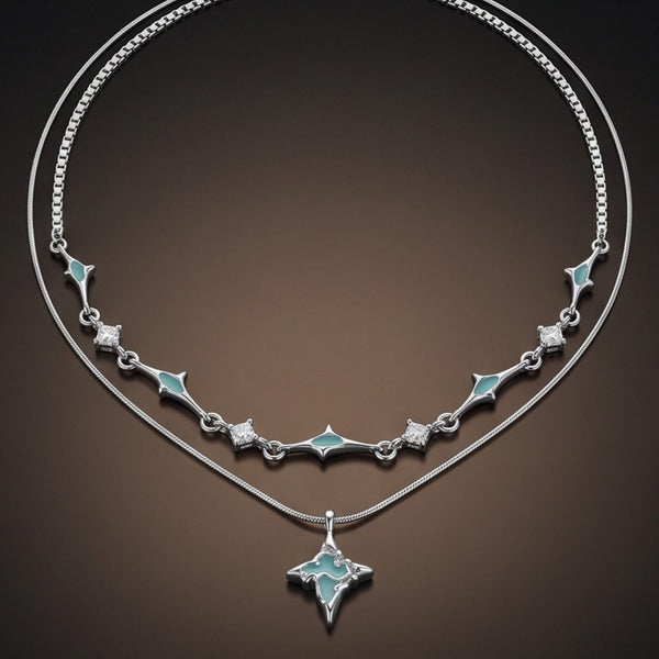 AZURE STAR - 16mm Titanium Steel Pendant with 22 to 24inch Adjustable Chain for Men & Boys