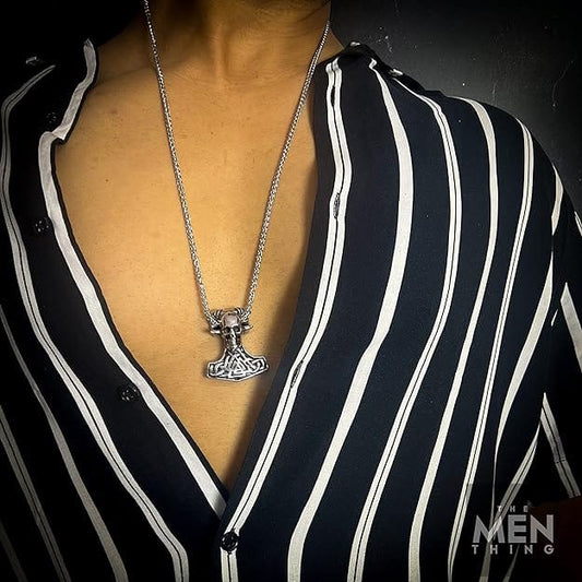 THE MEN THING SS Pendant/ Necklace BAPHOMET - Pure 316L Stainless Steel Vintage Viking Pendant with with 29 inch Chain for Men & Boys