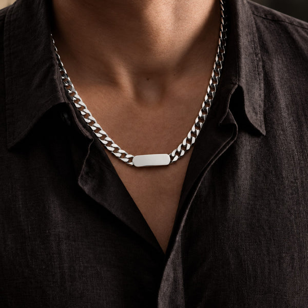 BAR LINK - 8mm Pure Stainless Steel 18 to 20inch Adjustable Cube Chain for Men & Boys